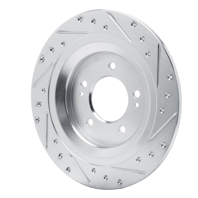 Picture of R1 2021-2025 Hyundai Kona EV Rear Left Drilled & Slotted Silver Brake Rotor