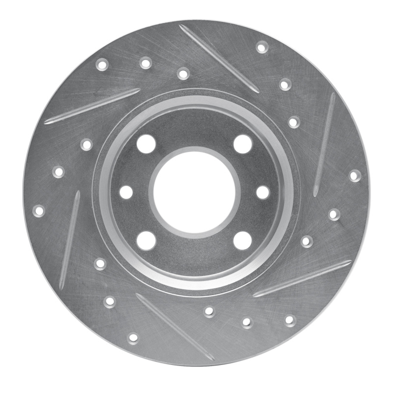Picture of R1 2009-2019 Fiat 500 (USA/Canada) Rear Left Drilled & Slotted Silver Brake Rotor