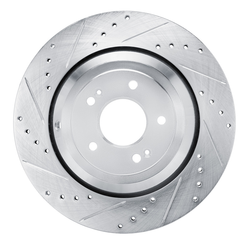 Picture of R1 2017-2019 Genesis G90 Rear Left Drilled & Slotted Silver Brake Rotor