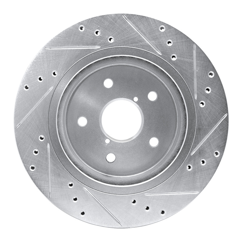 Picture of R1 2015-2025 Subaru Outback Rear Left Drilled & Slotted Silver Brake Rotor