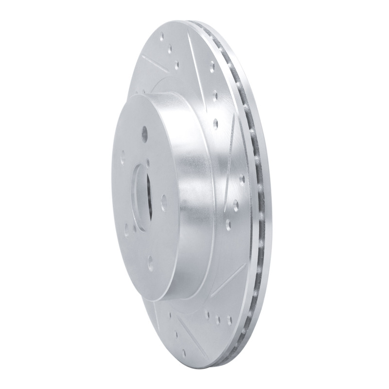 Picture of R1 2015-2025 Subaru WRX Rear Right Drilled & Slotted Silver Brake Rotor
