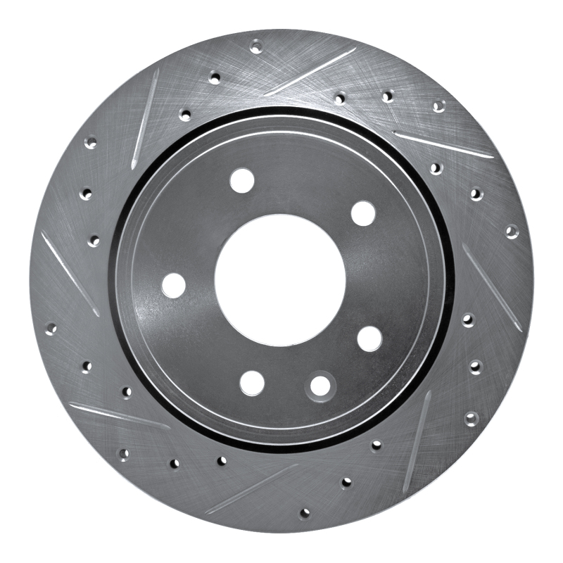 Picture of R1 1995-2006 Jaguar VanDEN PLAS Rear Left Drilled & Slotted Silver Brake Rotor