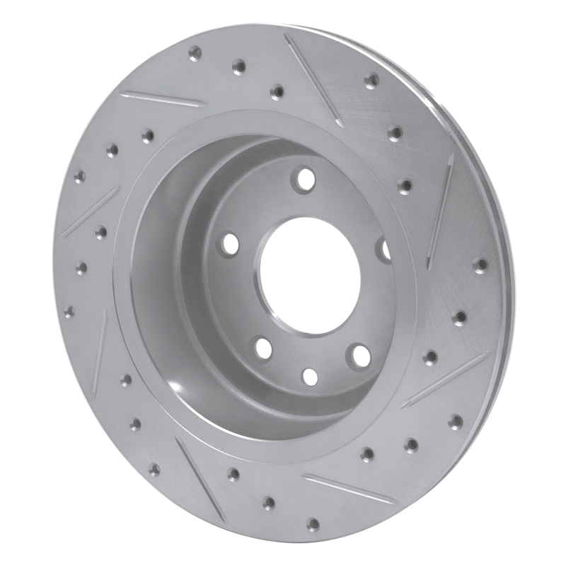 Picture of R1 1995-2006 Jaguar VanDEN PLAS Rear Left Drilled & Slotted Silver Brake Rotor