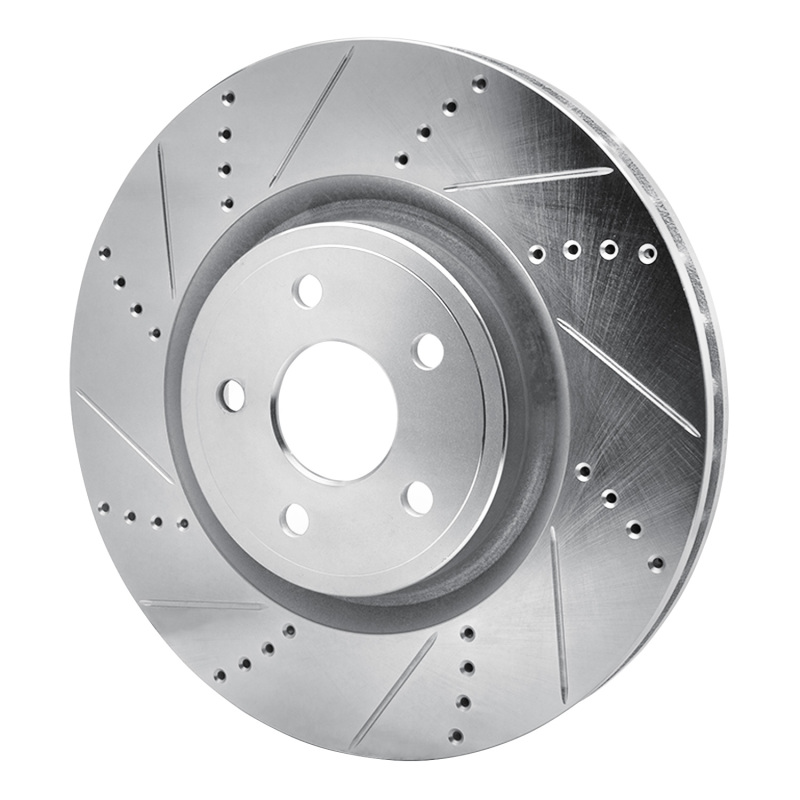 Picture of R1 2012-2025 Dodge Durango Front Left Drilled & Slotted Silver Brake Rotor