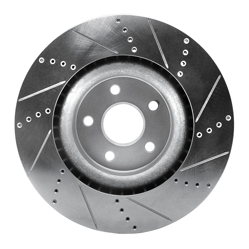 Picture of R1 2012-2025 Dodge Durango Front Left Drilled & Slotted Silver Brake Rotor