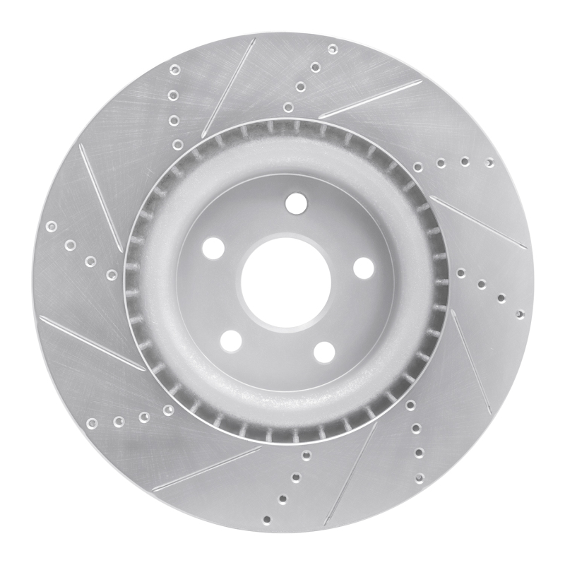 Picture of R1 2012-2025 Dodge Durango Front Right Drilled & Slotted Silver Brake Rotor