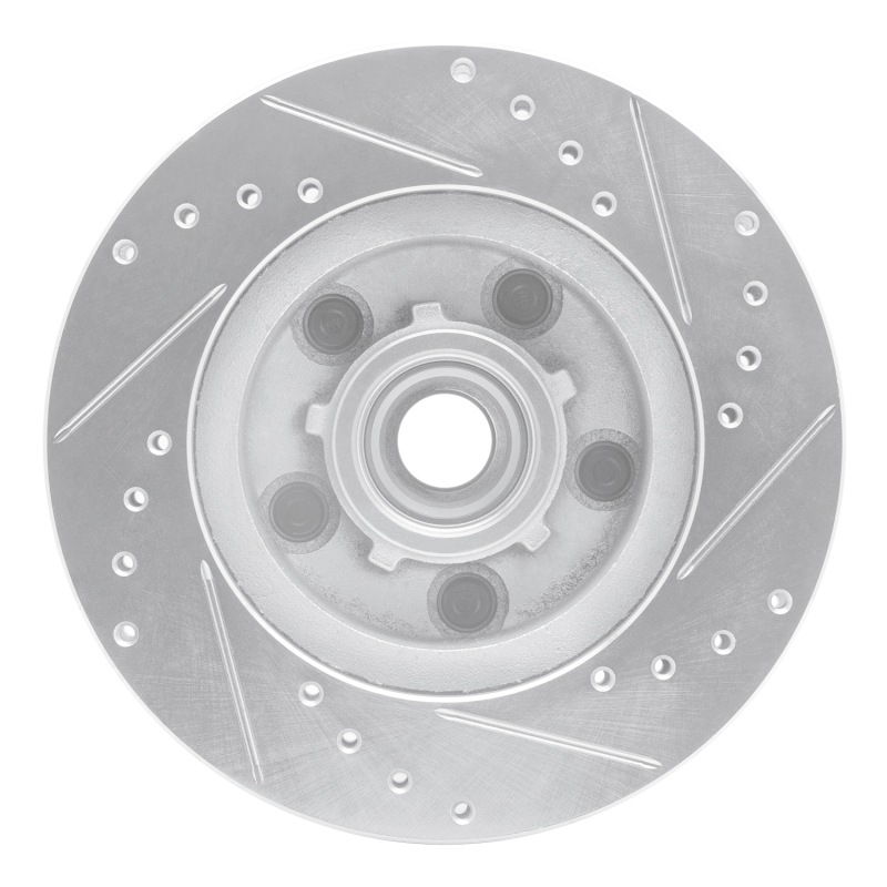 Picture of R1 1970-1981 Buick Estate Wagon Front Left Drilled & Slotted Silver Brake Rotor