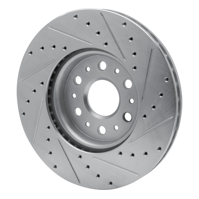Picture of R1 2017-2025 Buick Enclave Front Left Drilled & Slotted Silver Brake Rotor