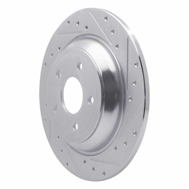 Picture of R1 2016-2025 Ford Bronco Sport Rear Right Drilled & Slotted Silver Brake Rotor