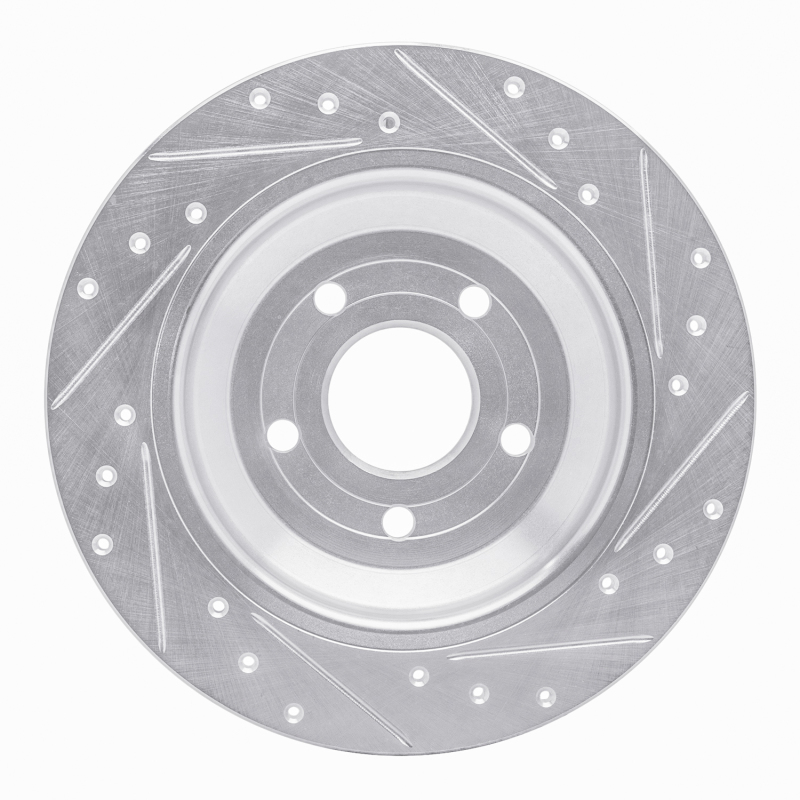 Picture of R1 2016-2025 Ford Bronco Sport Rear Left Drilled & Slotted Silver Brake Rotor