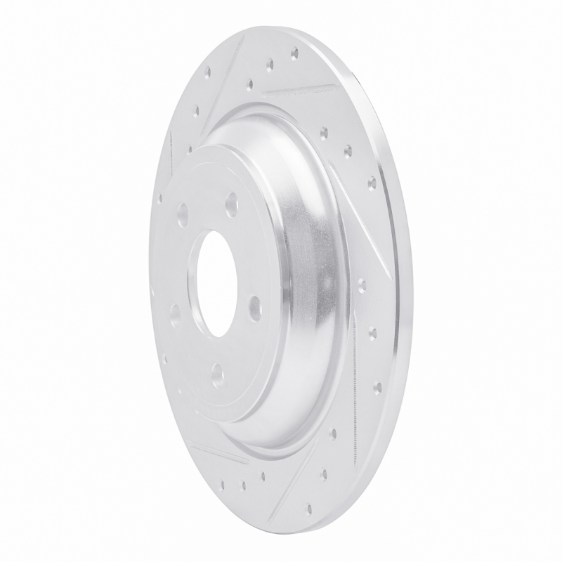 Picture of R1 2016-2025 Ford Bronco Sport Rear Left Drilled & Slotted Silver Brake Rotor