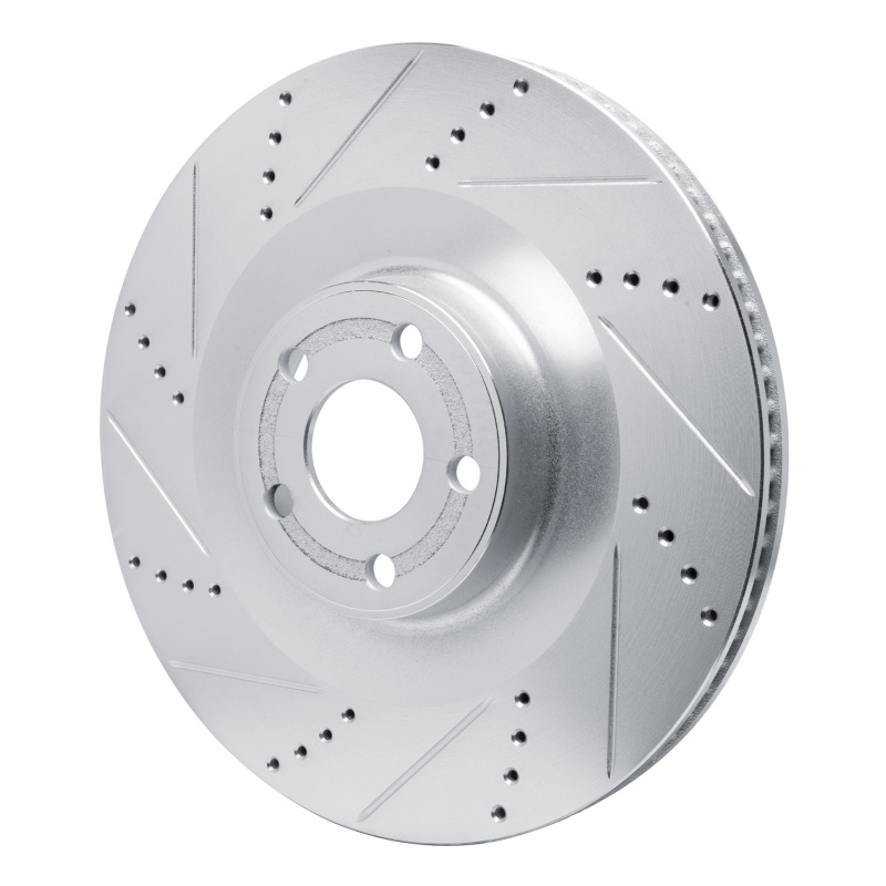 Picture of R1 2021-2025 Ford Mustang Mach-E Front Left Drilled & Slotted Silver Brake Rotor