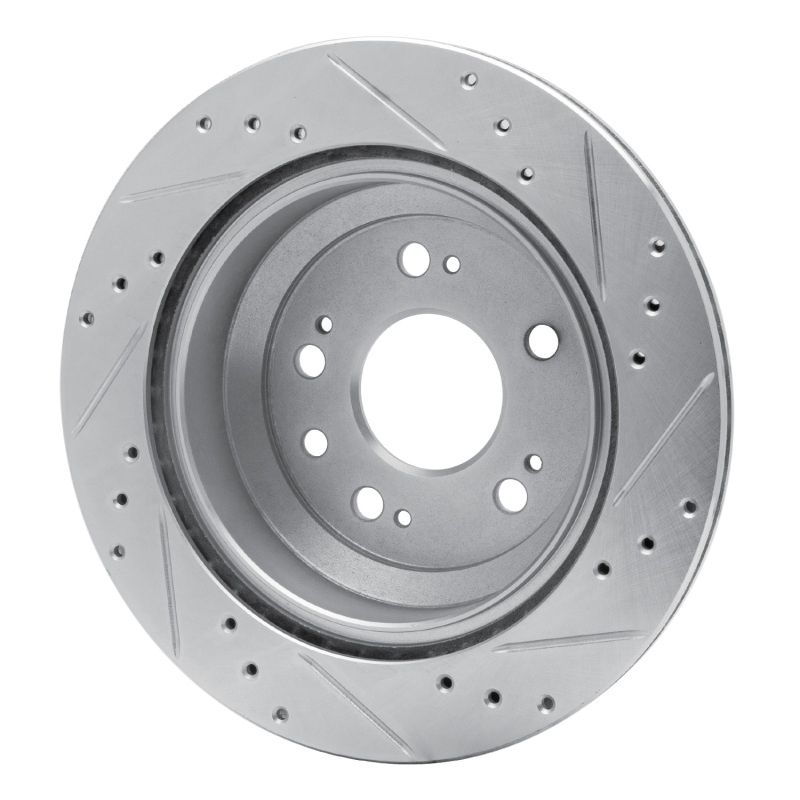 Picture of R1 2005-2012 Acura RL Rear Left Drilled & Slotted Silver Brake Rotor