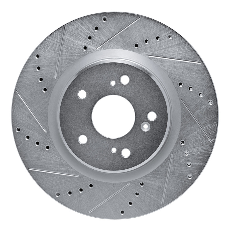 Picture of R1 2019-2025 Acura RDX Front Left Drilled & Slotted Silver Brake Rotor
