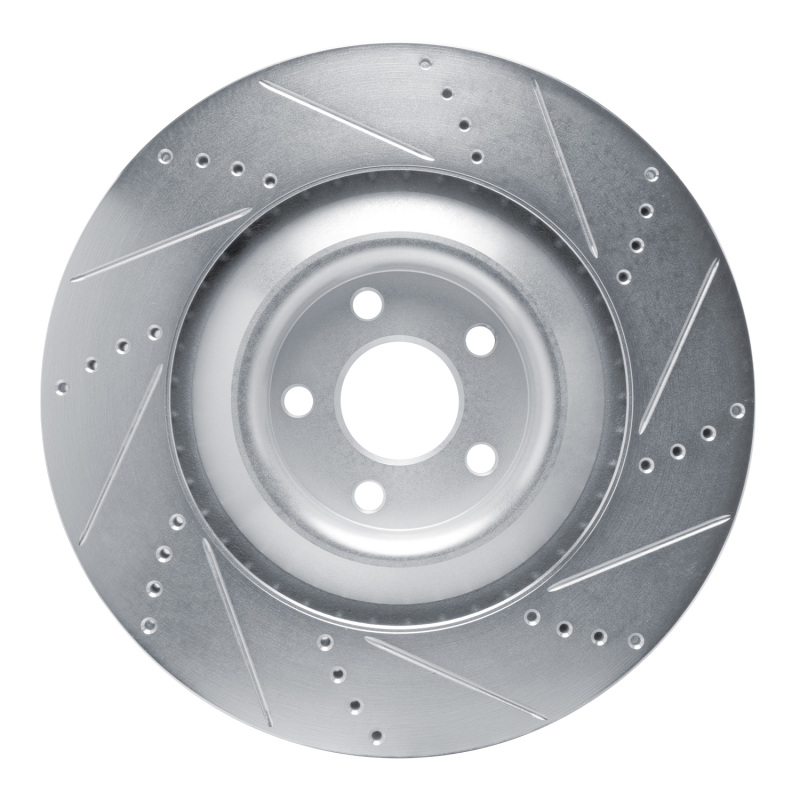 Picture of R1 2021-2025 Ford Mustang Mach-E Front Left Drilled & Slotted Silver Brake Rotor