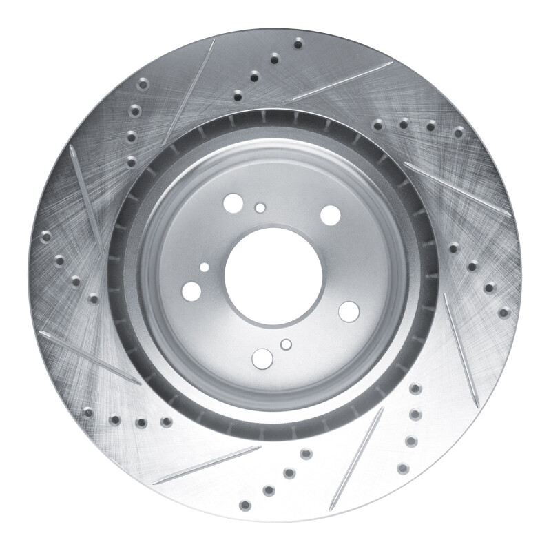 Picture of R1 2021-2025 Acura TLX Front Right Drilled & Slotted Silver Brake Rotor