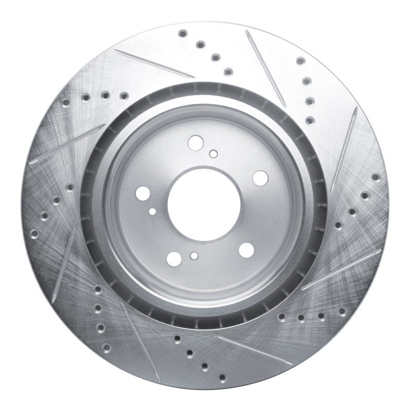 Picture of R1 2021-2025 Acura TLX Front Left Drilled & Slotted Silver Brake Rotor