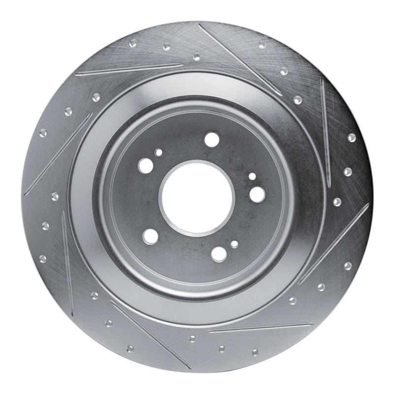 Picture of R1 2021-2025 Acura TLX Rear Left Drilled & Slotted Silver Brake Rotor