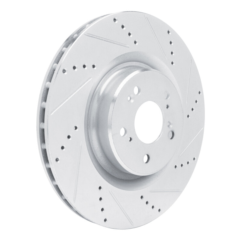 Picture of R1 2021-2025 Acura TLX Front Right Drilled & Slotted Silver Brake Rotor