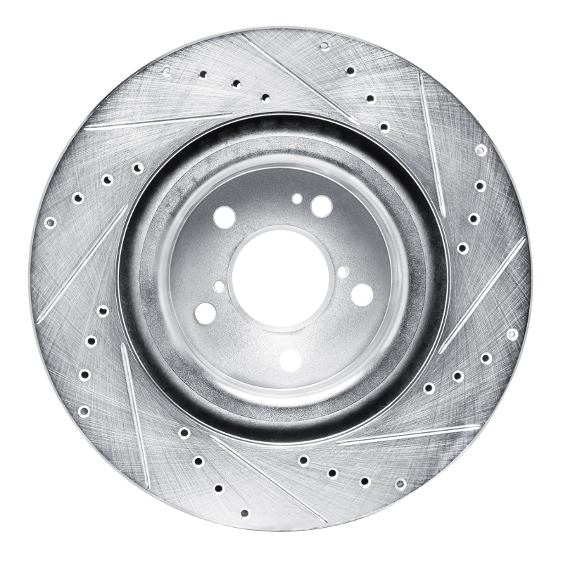 Picture of R1 2022-2026 Acura MDX Front Left Drilled & Slotted Silver Brake Rotor