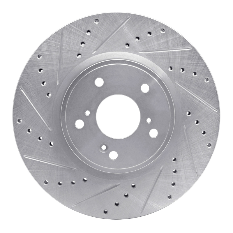 Picture of R1 2013-2025 Acura ADX Front Left Drilled & Slotted Silver Brake Rotor