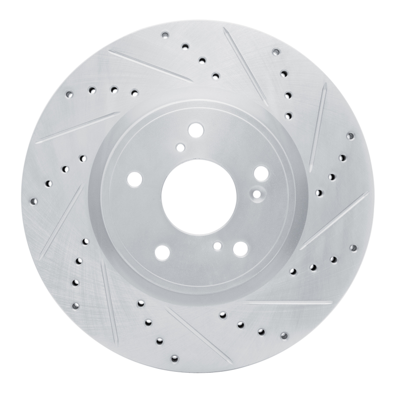 Picture of R1 2013-2025 Acura ILX Front Right Drilled & Slotted Silver Brake Rotor