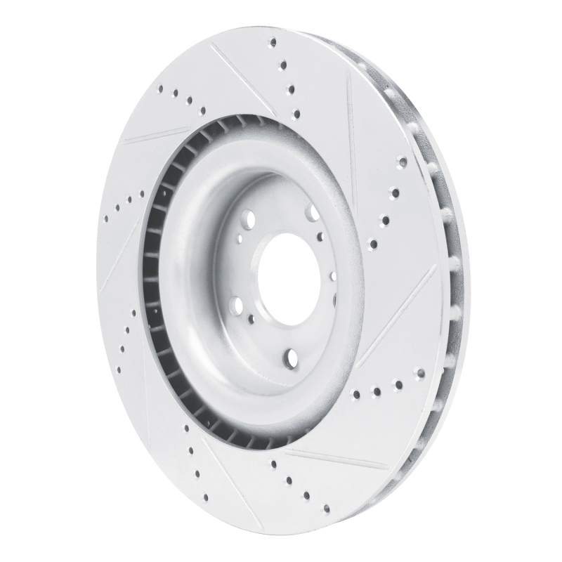 Picture of R1 2021-2025 Acura TLX Front Left Drilled & Slotted Silver Brake Rotor