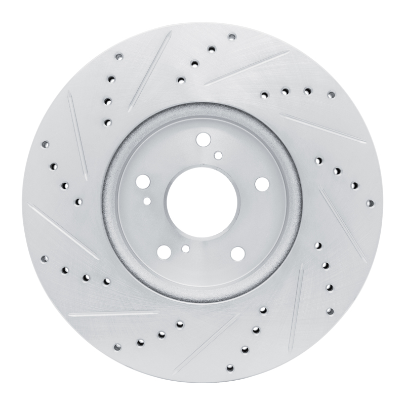 Picture of R1 2013-2025 Acura ILX Front Right Drilled & Slotted Silver Brake Rotor