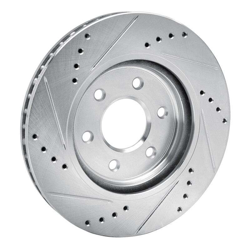 Picture of R1 2005-2025 Nissan Xterra Front Right Drilled & Slotted Silver Brake Rotor