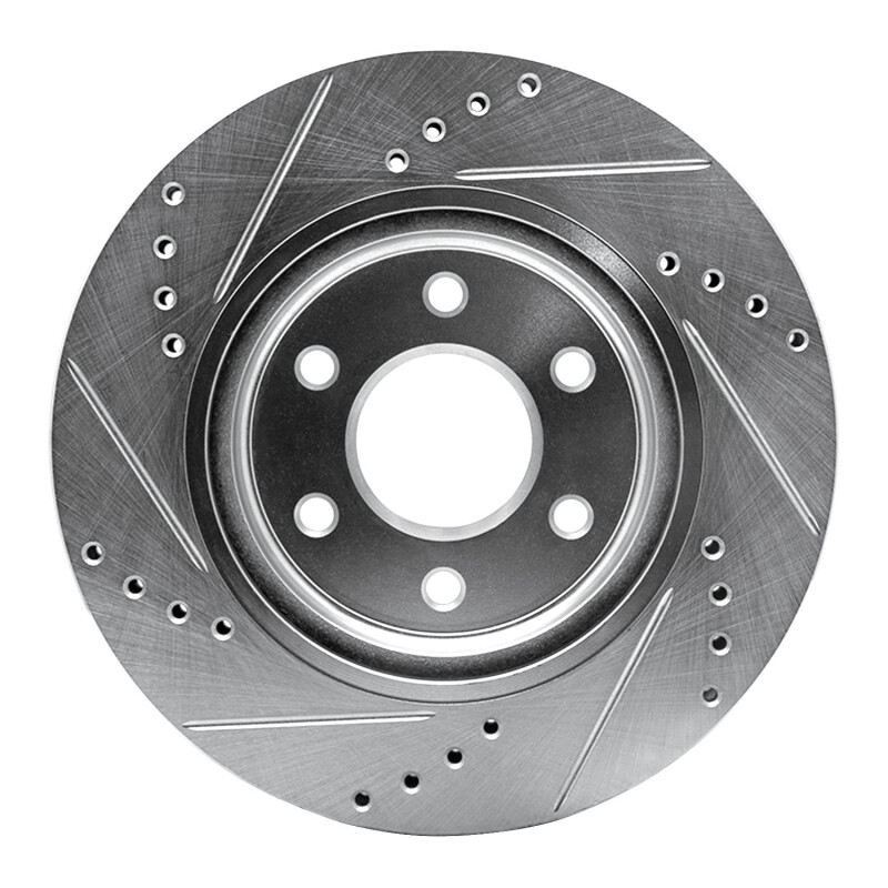 Picture of R1 2005-2025 Nissan Xterra Front Right Drilled & Slotted Silver Brake Rotor