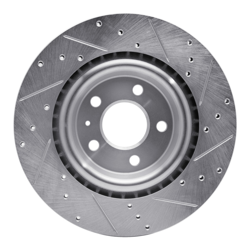 Picture of R1 2008-2025 Audi A7 Quattro Rear Left Drilled & Slotted Silver Brake Rotor