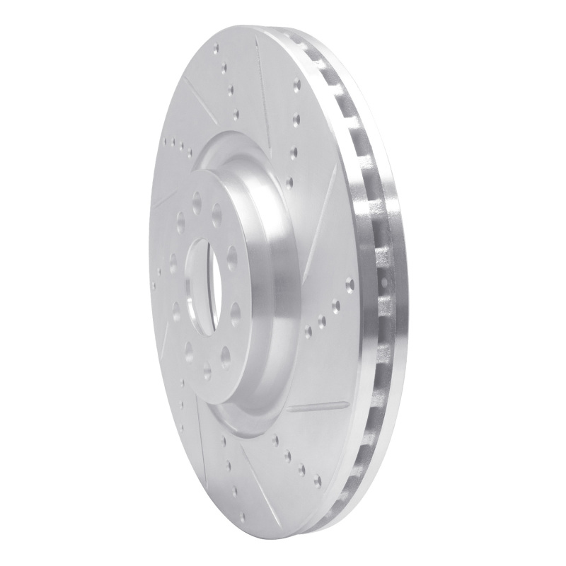 Picture of R1 2012-2025 Audi TTS Quattro Front Right Drilled & Slotted Silver Brake Rotor