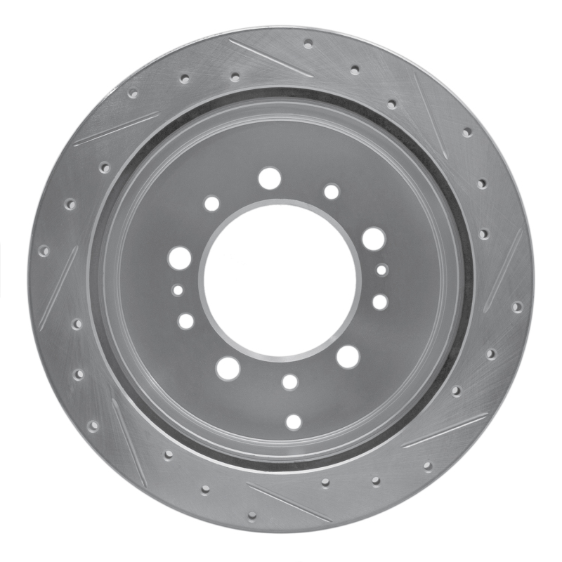 Picture of R1 17-21 Toyota Land Cruiser Rear Left Drilled & Slotted Silver Brake Rotor