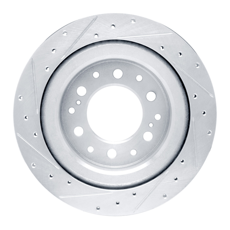 Picture of R1 2022-2025 Lexus GX550 Rear Right Drilled & Slotted Silver Brake Rotor