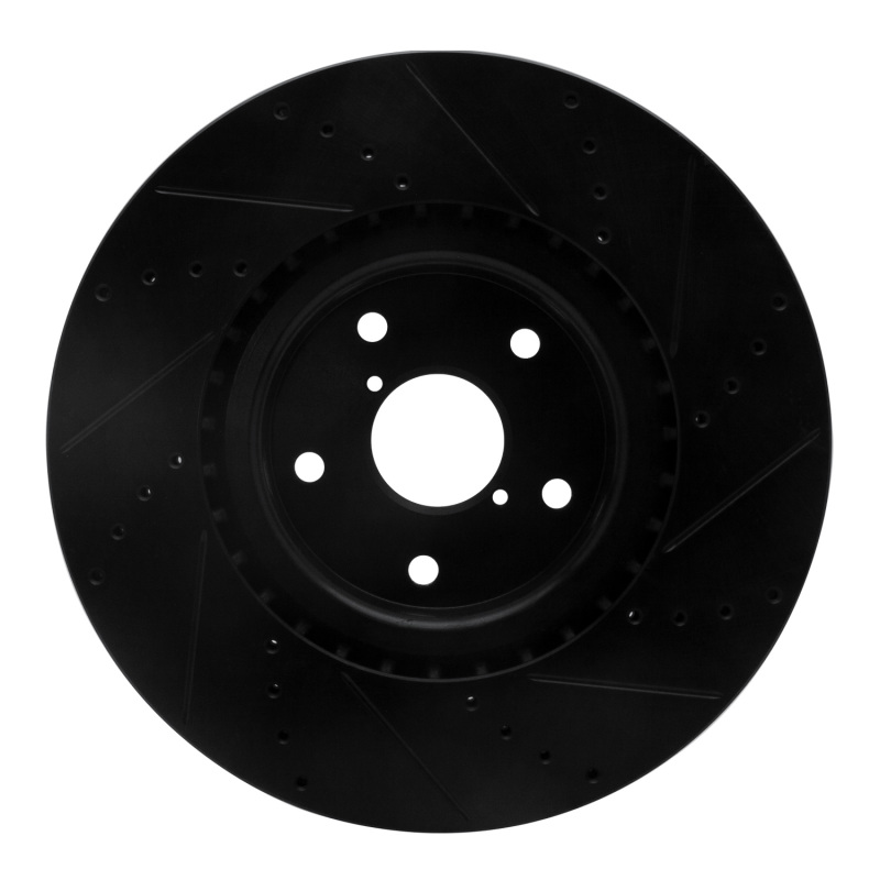 Picture of R1 05-17 Subaru WRX STI Front Left Drilled & Slotted Black Brake Rotor