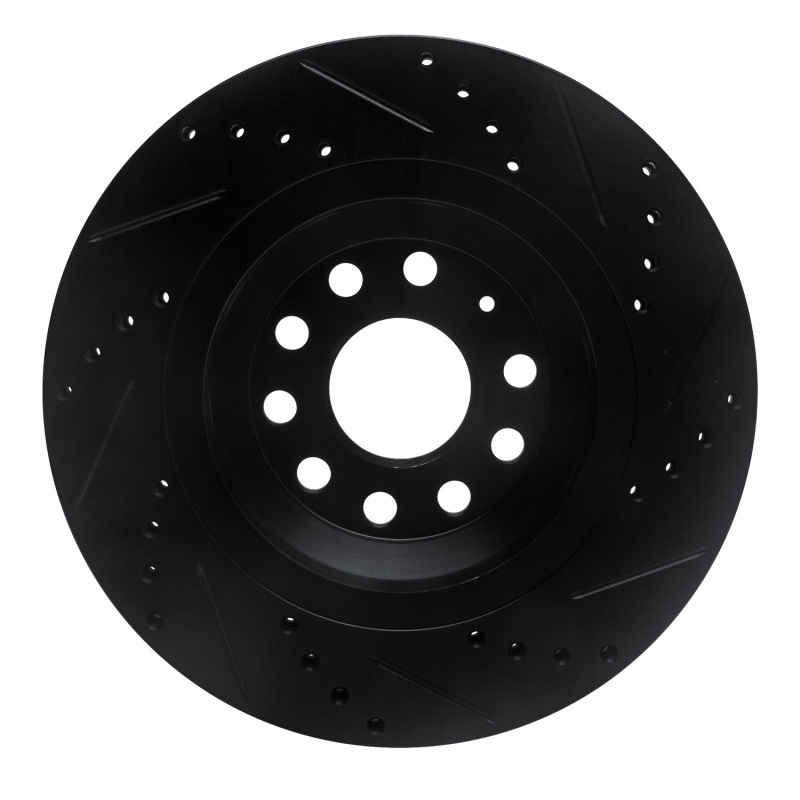 Picture of R1 15-25 Volkswagen GTI Rear Left Drilled & Slotted Black Brake Rotor