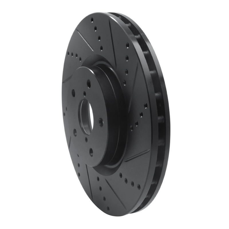 Picture of R1 05-17 Subaru WRX STI Front Right Drilled & Slotted Black Brake Rotor