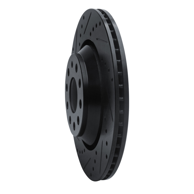 Picture of R1 15-25 Volkswagen GTI Rear Left Drilled & Slotted Black Brake Rotor