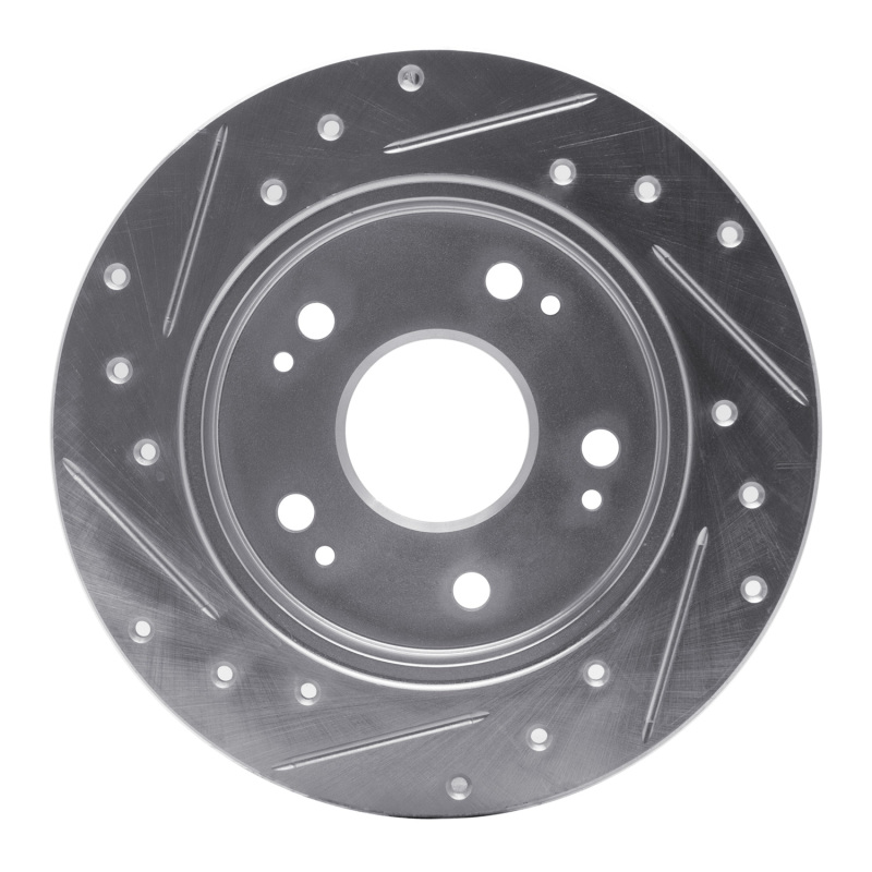 Picture of R1 06-15 Honda Civic Si Rear Right Drilled & Slotted Silver Brake Rotor