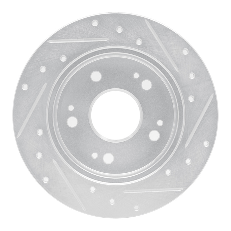 Picture of R1 06-15 Honda Civic Si Rear Left Drilled & Slotted Silver Brake Rotor