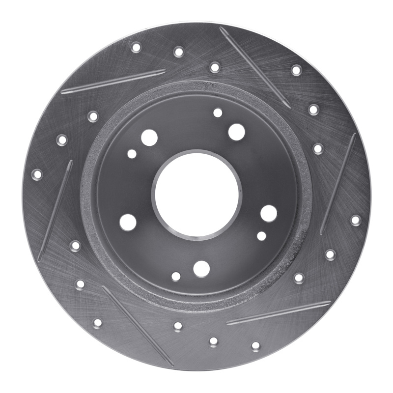Picture of R1 97-01 Acura Integra Rear Left Drilled & Slotted Silver Brake Rotor