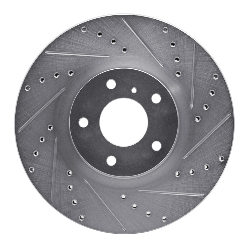 Picture of R1 09-23 Nissan 370Z Front Right Drilled & Slotted Silver Brake Rotor