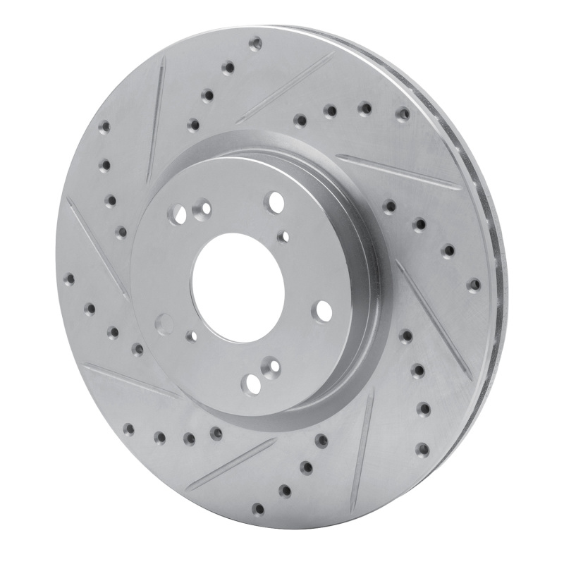 Picture of R1 06-15 Honda Civic Si Front Left Drilled & Slotted Silver Brake Rotor