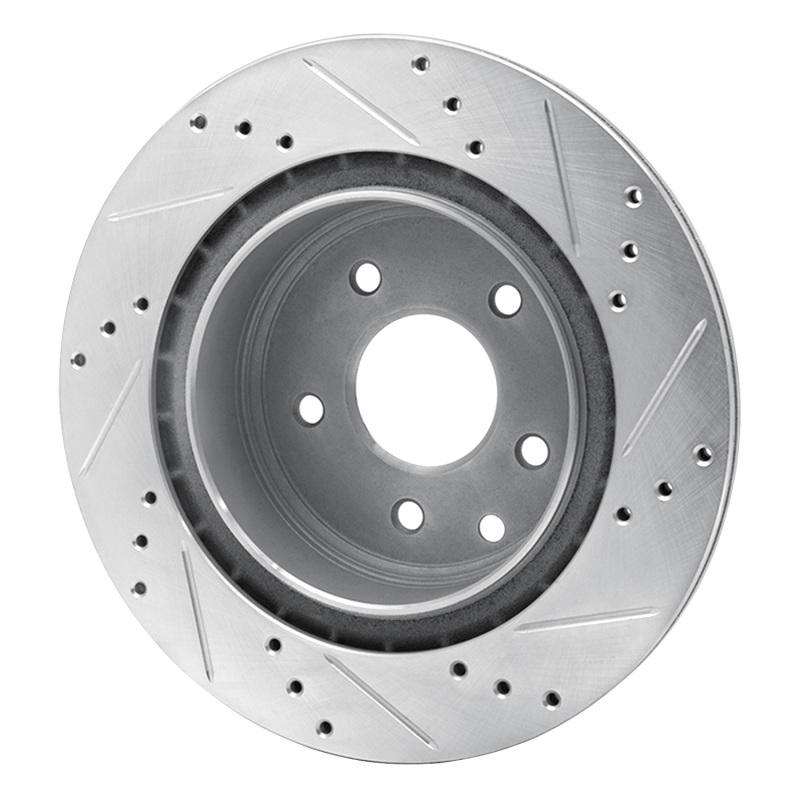 Picture of R1 09-20 Nissan 370Z Rear Left Drilled & Slotted Silver Brake Rotor