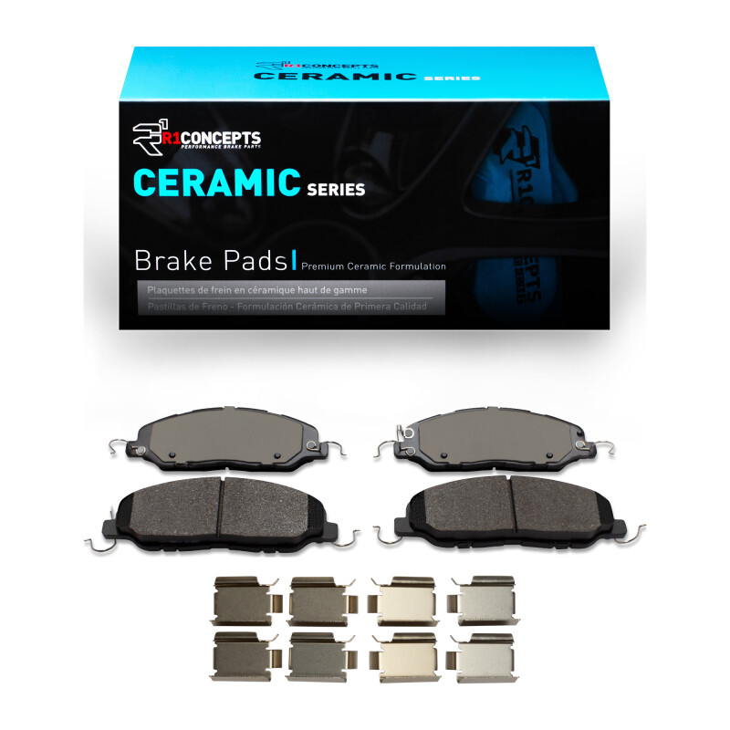 Picture of R1 05-14 Ford Mustang Front Ceramic Brake Pads & Hardware Kit