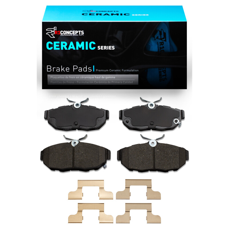 Picture of R1 05-14 Ford Mustang Rear Ceramic Brake Pads & Hardware Kit