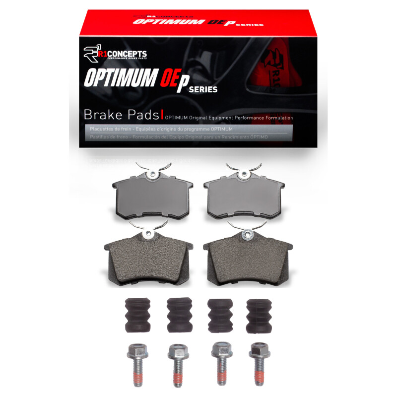 Picture of R1 86-19 Audi A3 Rear Optimum OE Brake Pads & Hardware Kit