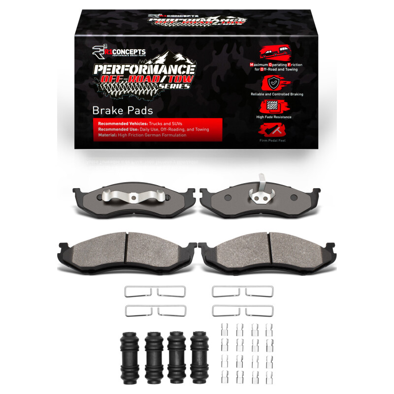 Picture of R1 90-06 Jeep Wagoneer Front Performance Off-Road/Tow Brake Pads & Hardware Kit