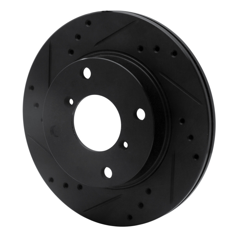 Picture of R1 89-94 Suzuki Swift Front Left Drilled & Slotted Black Brake Rotor