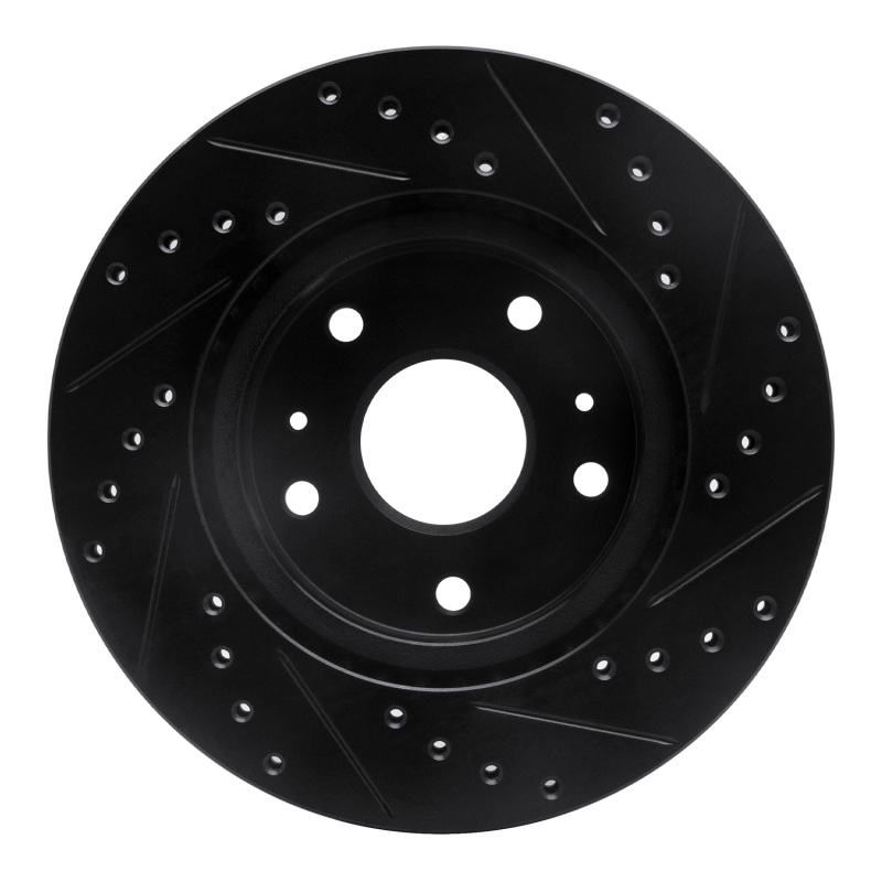 Picture of R1 07-19 Suzuki SX4 Front Left Drilled & Slotted Black Brake Rotor